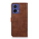 For Motorola Moto G85 KHAZNEH Dual-color Cowhide Texture Flip Leather Phone Case(Brown) - 3