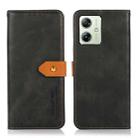 For Motorola Moto G64 5G KHAZNEH Dual-color Cowhide Texture Flip Leather Phone Case(Black) - 1