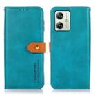 For Motorola Moto G64 5G KHAZNEH Dual-color Cowhide Texture Flip Leather Phone Case(Blue) - 1