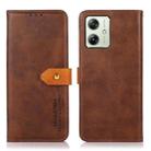 For Motorola Moto G64 5G KHAZNEH Dual-color Cowhide Texture Flip Leather Phone Case(Brown) - 1