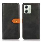 For Motorola Moto G54 India KHAZNEH Dual-color Cowhide Texture Flip Leather Phone Case(Black) - 1