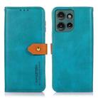 For Motorola Edge 50 5G Global KHAZNEH Dual-color Cowhide Texture Flip Leather Phone Case(Blue) - 1