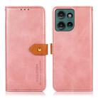 For Motorola Edge 50 5G Global KHAZNEH Dual-color Cowhide Texture Flip Leather Phone Case(Rose Gold) - 1