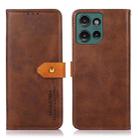 For Motorola Edge 50 5G Global KHAZNEH Dual-color Cowhide Texture Flip Leather Phone Case(Brown) - 1