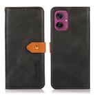 For Motorola Moto G55 5G KHAZNEH Dual-color Cowhide Texture Flip Leather Phone Case(Black) - 1