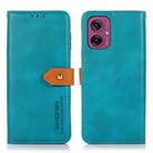 For Motorola Moto G55 5G KHAZNEH Dual-color Cowhide Texture Flip Leather Phone Case(Blue) - 1