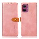 For Motorola Moto G55 5G KHAZNEH Dual-color Cowhide Texture Flip Leather Phone Case(Rose Gold) - 1