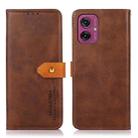 For Motorola Moto G55 5G KHAZNEH Dual-color Cowhide Texture Flip Leather Phone Case(Brown) - 1