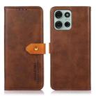 For Motorola Moto G75 5G KHAZNEH Dual-color Cowhide Texture Flip Leather Phone Case(Brown) - 1