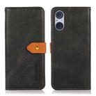 For Sony Xperia 5 V KHAZNEH Dual-color Cowhide Texture Flip Leather Phone Case(Black) - 1