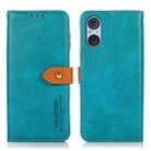 For Sony Xperia 5 V KHAZNEH Dual-color Cowhide Texture Flip Leather Phone Case(Blue) - 1