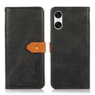 For Sony Xperia 10 VI KHAZNEH Dual-color Cowhide Texture Flip Leather Phone Case(Black) - 1