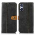 For Sony Xperia 5 V Stitching Thread Calf Texture Leather Phone Case(Black) - 1