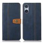 For Sony Xperia 5 V Stitching Thread Calf Texture Leather Phone Case(Blue) - 1