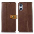 For Sony Xperia 5 V Stitching Thread Calf Texture Leather Phone Case(Brown) - 1