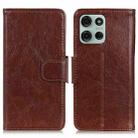 For Motorola Moto G75 5G Nappa Texture Flip Leather Phone Case(Brown) - 1