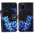For iPhone 15 Pro Painted Pattern Horizontal Flip Leather Phone Case(Blue Folwer) - 1