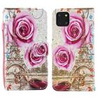 For iPhone 15 Plus Painted Pattern Horizontal Flip Leather Phone Case(Rose Tower) - 1