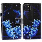 For iPhone 15 Plus Painted Pattern Horizontal Flip Leather Phone Case(Blue Folwer) - 1