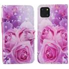 For iPhone 15 Painted Pattern Horizontal Flip Leather Phone Case(Rose) - 1