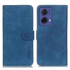 For Motorola Moto G85 KHAZNEH Retro Texture Leather Phone Case(Blue) - 1