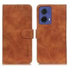 For Motorola Moto G85 KHAZNEH Retro Texture Leather Phone Case(Brown) - 1