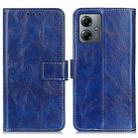 For Motorola Moto G14 4G Retro Crazy Horse Texture Leather Phone Case(Blue) - 1