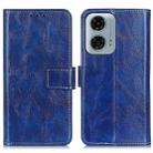 For Motorola Moto G34 Retro Crazy Horse Texture Leather Phone Case(Blue) - 1