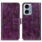 For Motorola Moto G34 Retro Crazy Horse Texture Leather Phone Case(Purple) - 1