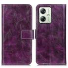 For Motorola Moto G64 5G Retro Crazy Horse Texture Leather Phone Case(Purple) - 1