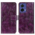 For Motorola Moto G85 Retro Crazy Horse Texture Leather Phone Case(Purple) - 1