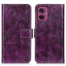 For Motorola Moto G55 5G Retro Crazy Horse Texture Leather Phone Case(Purple) - 1