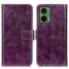 For Motorola Moto G35 5G Retro Crazy Horse Texture Leather Phone Case(Purple) - 1
