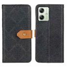 For Motorola Moto G64 5G European Floral Embossed Flip Leather Phone Case(Black) - 1