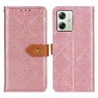 For Motorola Moto G64 5G European Floral Embossed Flip Leather Phone Case(Pink) - 1