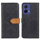 For Motorola Moto G85 European Floral Embossed Flip Leather Phone Case(Black) - 1