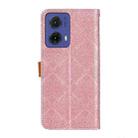 For Motorola Moto G85 European Floral Embossed Flip Leather Phone Case(Pink) - 3