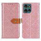 For Motorola Edge 50 European Floral Embossed Flip Leather Phone Case(Pink) - 1