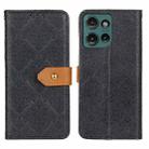 For Motorola Edge 50 Neo European Floral Embossed Flip Leather Phone Case(Black) - 1