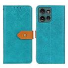 For Motorola Edge 50 Neo European Floral Embossed Flip Leather Phone Case(Blue) - 1