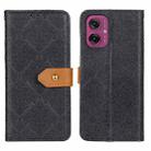 For Motorola Moto G55 5G European Floral Embossed Flip Leather Phone Case(Black) - 1