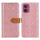 For Motorola Moto G55 5G European Floral Embossed Flip Leather Phone Case(Pink) - 1