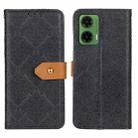 For Motorola Moto G35 5G European Floral Embossed Flip Leather Phone Case(Black) - 1