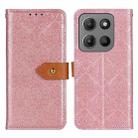 For Motorola Moto G15 4G / G05 European Floral Embossed Flip Leather Phone Case(Pink) - 1