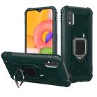 For Samsung Galaxy A01 (US Version) Carbon Fiber Protective Case with 360 Degree Rotating Ring Holder(Green) - 1