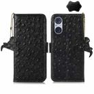 For Sony Xperia 5 V Ostrich Pattern Genuine Leather RFID Phone Case(Black) - 1