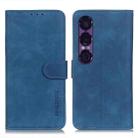 For Sony Xperia 1 VII KHAZNEH Retro Texture Horizontal Flip Leather Phone Case(Blue) - 1