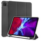 For iPad Pro 11 (2020) / iPad Pro 11(2018) 3-folding Horizontal Flip PU Leather + Shockproof TPU Tablet Case with Holder & Pen Slot(Black) - 1