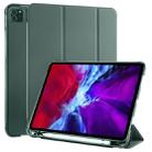 For iPad Pro 11 (2020) / iPad Pro 11(2018) 3-folding Horizontal Flip PU Leather + Shockproof TPU Tablet Case with Holder & Pen Slot(Pine Green) - 1