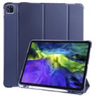 For iPad Pro 12.9 (2020) / iPad Pro 12.9(2018) 3-folding Horizontal Flip PU Leather + Shockproof TPU Tablet Case with Holder & Pen Slot(Dark Blue) - 1